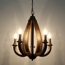 Vintage maľba s dreveným bambusovým lusterovým svietidlom v mini štýle Ozdobná závesná lampa