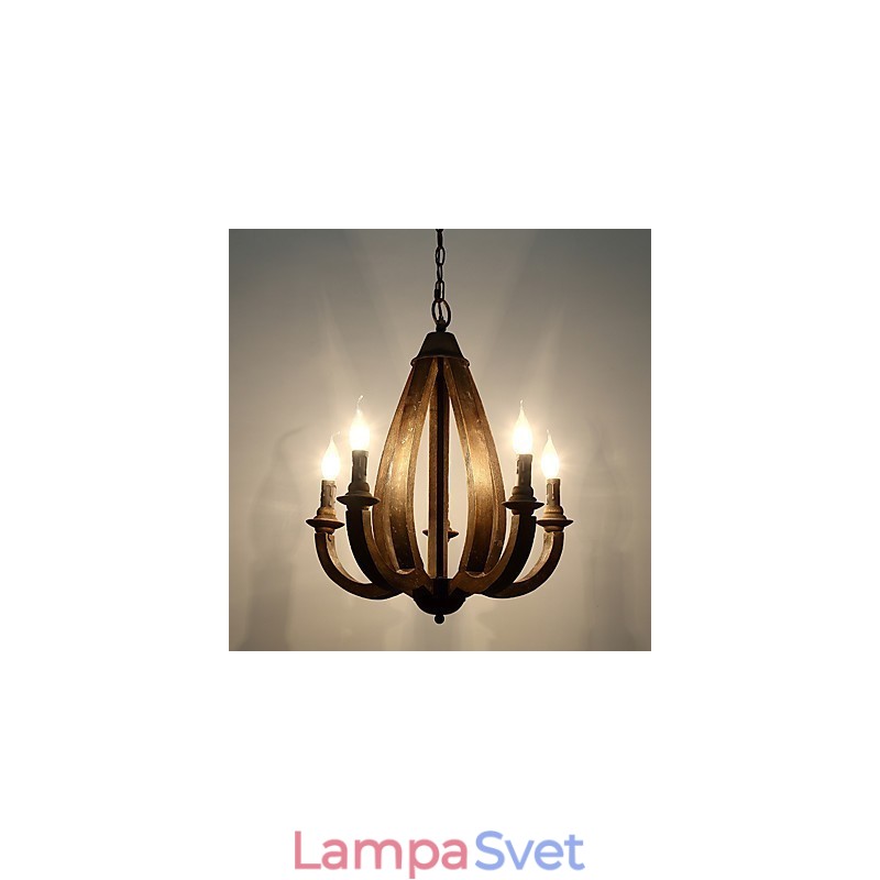 Vintage maľba s dreveným bambusovým lusterovým svietidlom v mini štýle Ozdobná závesná lampa