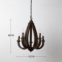 Vintage maľba s dreveným bambusovým lusterovým svietidlom v mini štýle Ozdobná závesná lampa