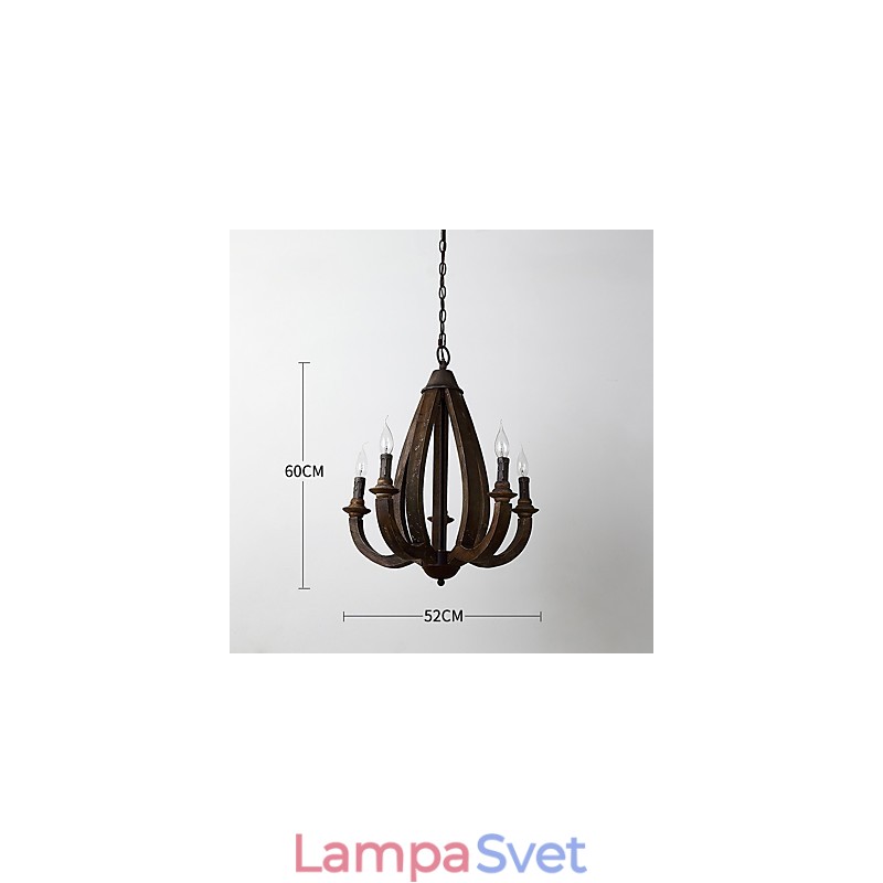 Vintage maľba s dreveným bambusovým lusterovým svietidlom v mini štýle Ozdobná závesná lampa