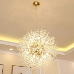 Ohňostroj Globe Púpava Chrome Feature Krištáľový kovový luster