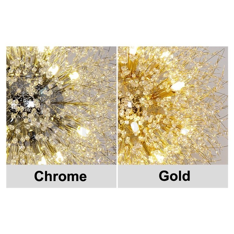 Ohňostroj Globe Púpava Chrome Feature Krištáľový kovový luster