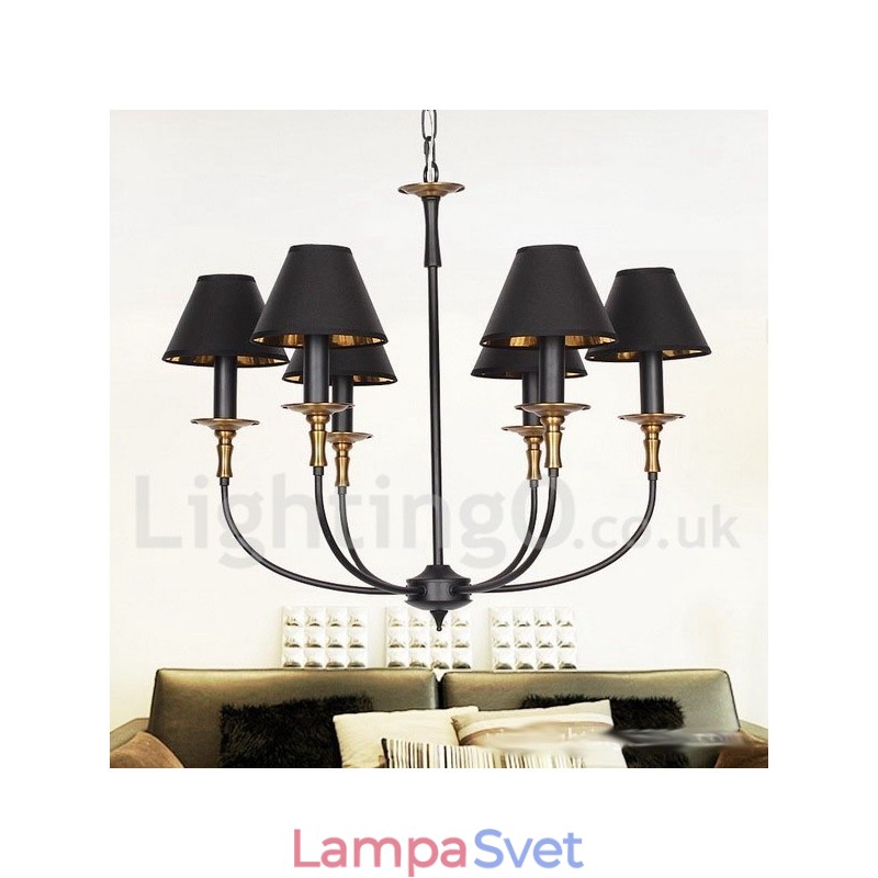 6 Ľahký rustikálny retro moderný luster v štýle sviečky