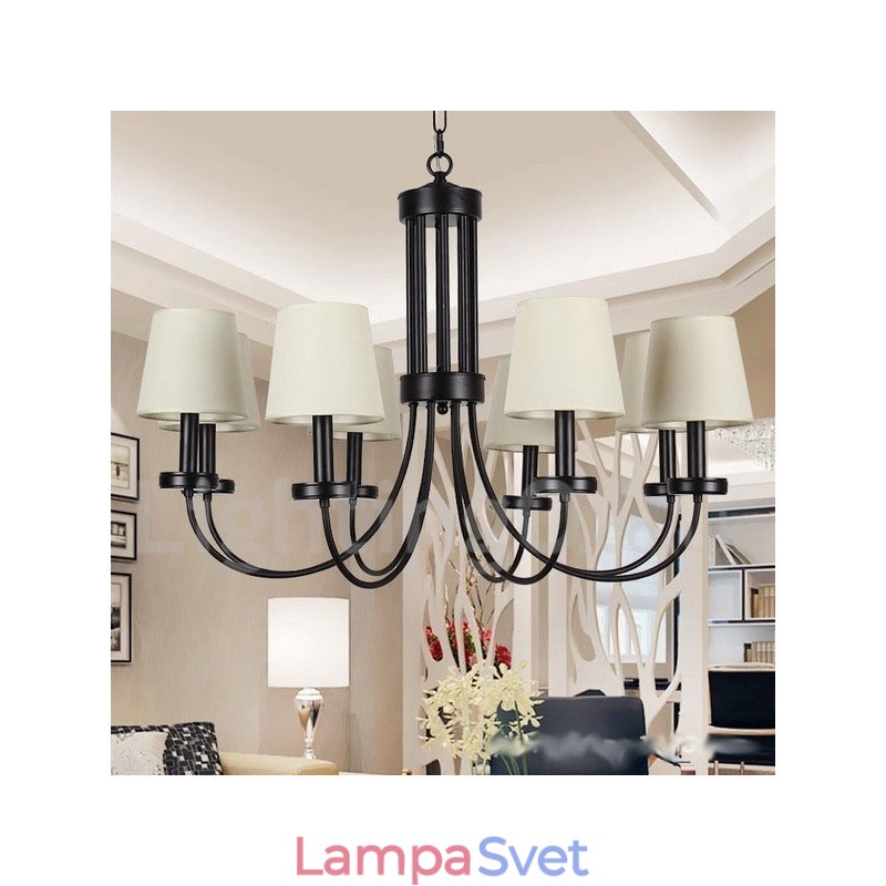 8 Light Retro Contemporary Black Candle Style Luster