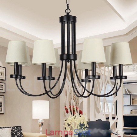 8 Light Retro Contemporary Black Candle Style Luster 8 Light Retro Contemporary Black Candle Style Luster