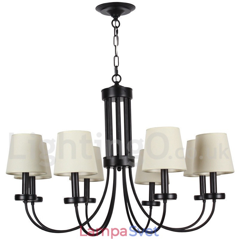 8 Light Retro Contemporary Black Candle Style Luster
