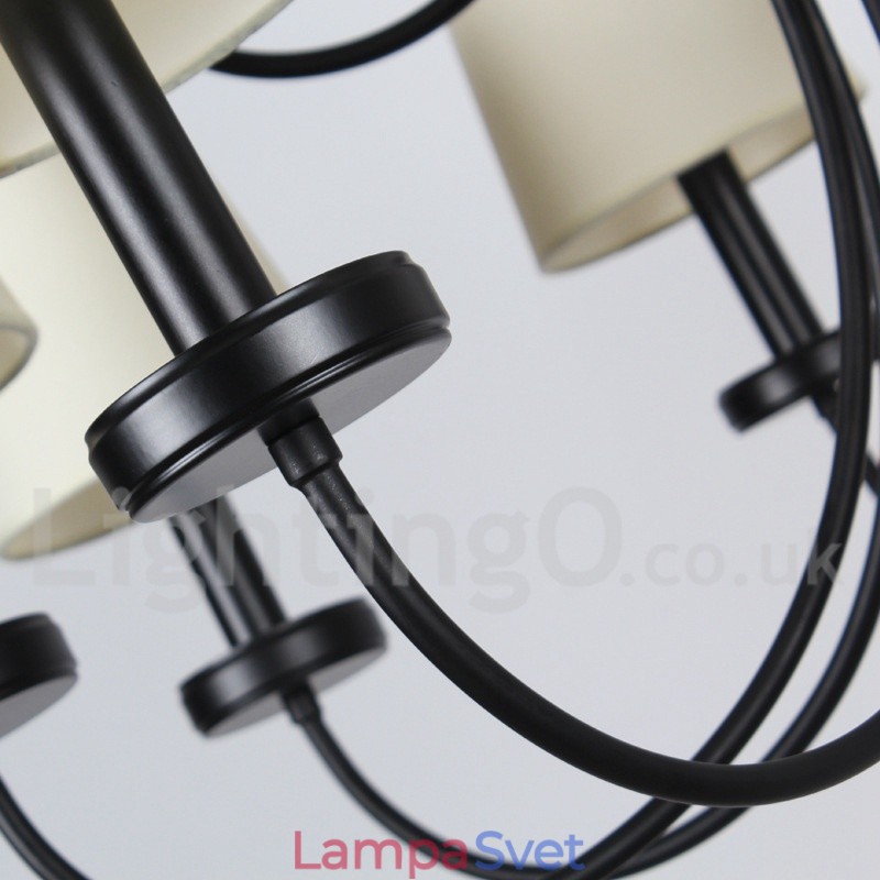 8 Light Retro Contemporary Black Candle Style Luster