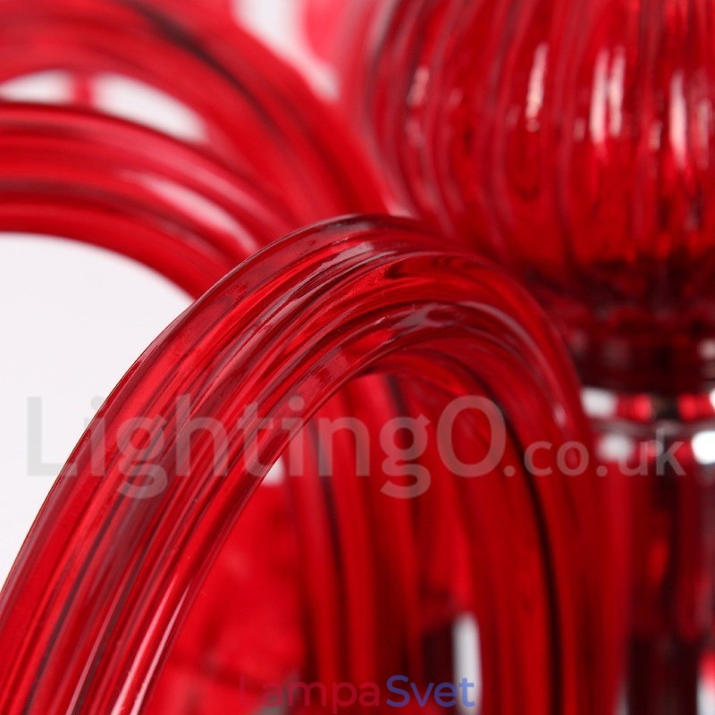 8 Svetločervený luster K9 Crystal Candle Style