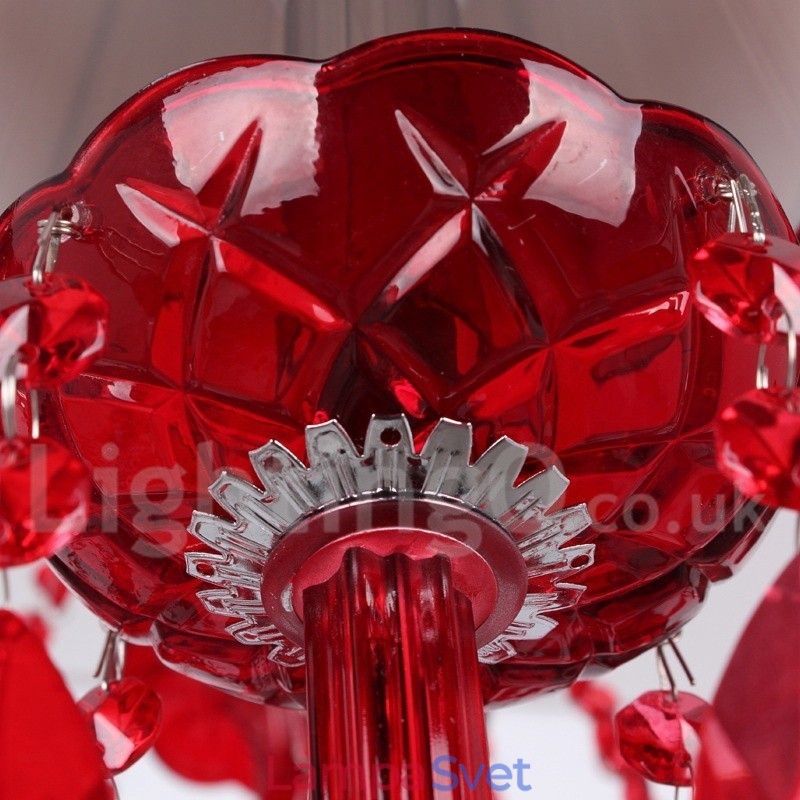8 Svetločervený luster K9 Crystal Candle Style