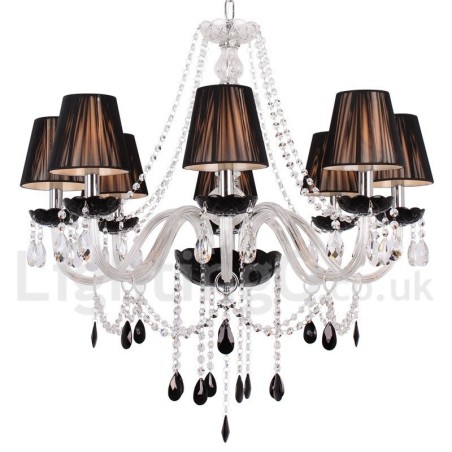 8 Light Contemporary Black Brushed K9 Crystal Candle Style Luster 8 Light Contemporary Black Brushed K9 Crystal Candle Style Luster