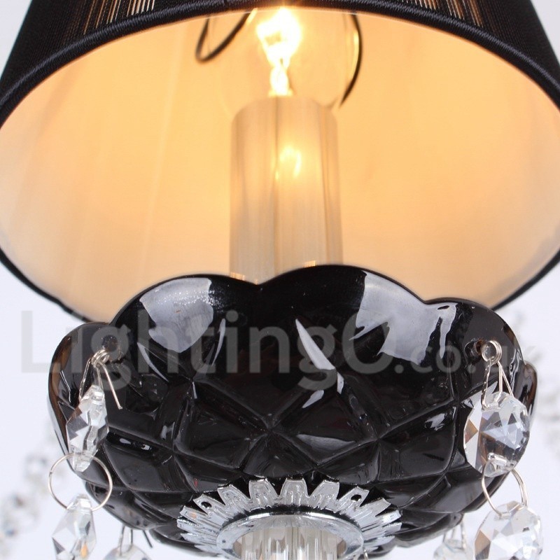 8 Light Contemporary Black Brushed K9 Crystal Candle Style Luster