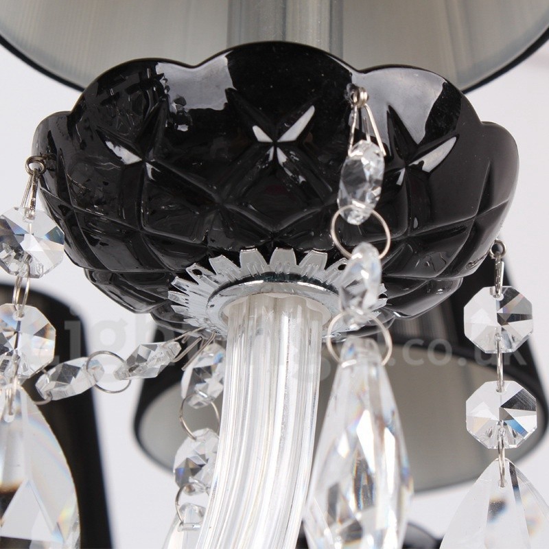 8 Light Contemporary Black Brushed K9 Crystal Candle Style Luster