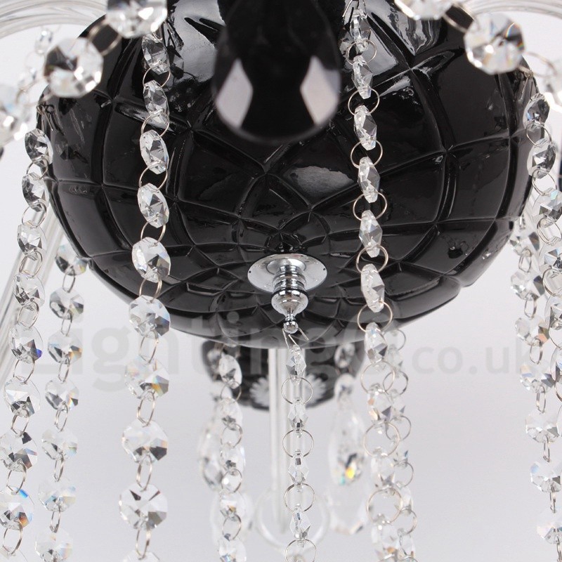 8 Light Contemporary Black Brushed K9 Crystal Candle Style Luster