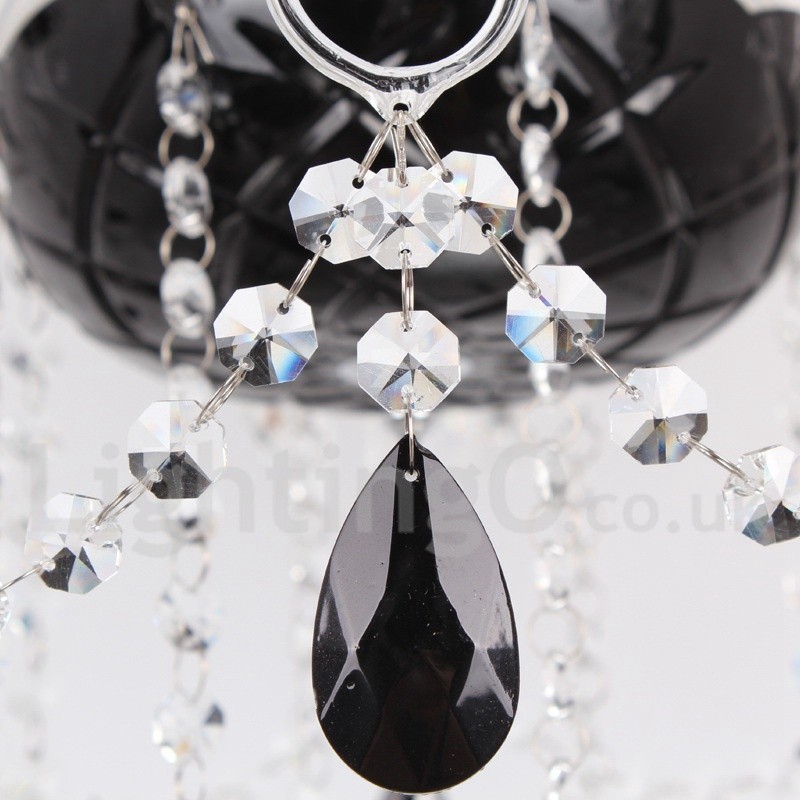 8 Light Contemporary Black Brushed K9 Crystal Candle Style Luster