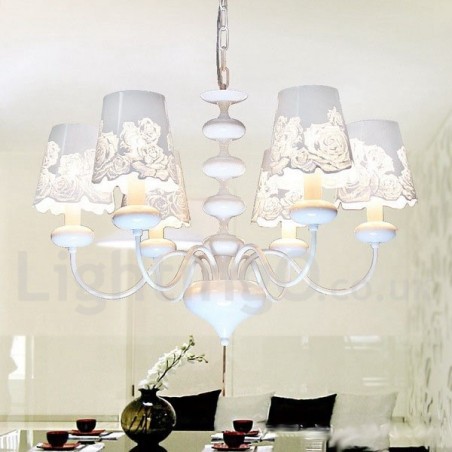 6 Ľahký moderný dutý biely luster v štýle sviečky 6 Ľahký moderný dutý biely luster v štýle sviečky