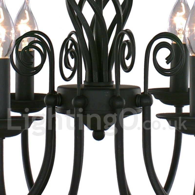 8 Light Contemporary Retro Black Candle Style Luster