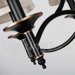 3 Ľahký rustikálny retro čierny moderný luster v štýle sviečky