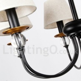 8 Ľahký rustikálny retro čierny stredomorský luster v modernom sviečkovom štýle