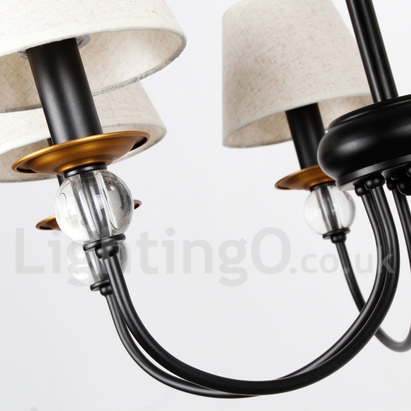 8 Ľahký rustikálny retro čierny stredomorský luster v modernom sviečkovom štýle