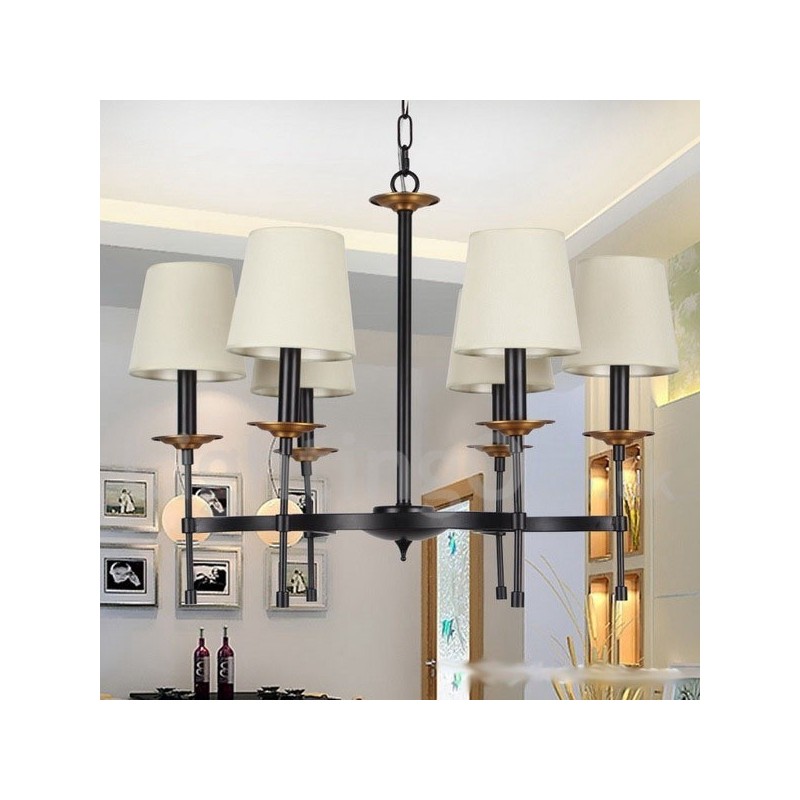 6 Light Contemporary Black Retro Candle Style Luster