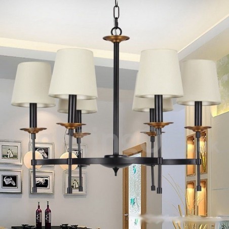 6 Light Contemporary Black Retro Candle Style Luster 6 Light Contemporary Black Retro Candle Style Luster