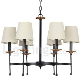 6 Light Contemporary Black Retro Candle Style Luster