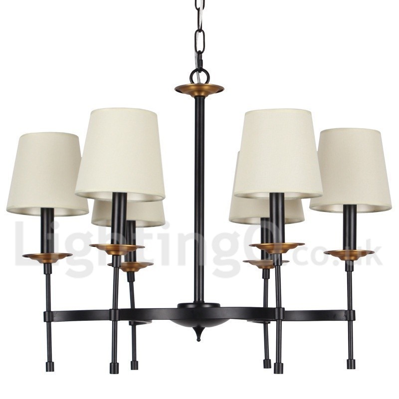 6 Light Contemporary Black Retro Candle Style Luster