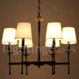 6 Light Contemporary Black Retro Candle Style Luster