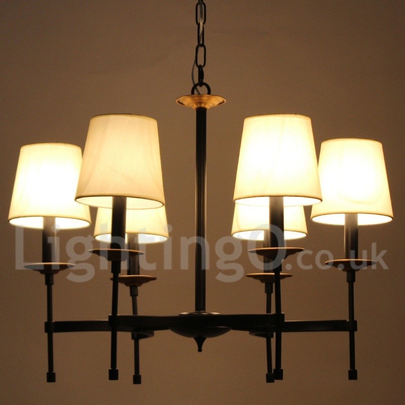 6 Light Contemporary Black Retro Candle Style Luster
