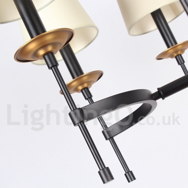 6 Light Contemporary Black Retro Candle Style Luster