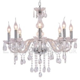 8 Light Contemporary K9 Crystal Candle Style Luster