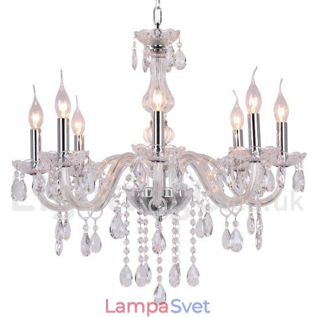 8 Light Contemporary K9 Crystal Candle Style Luster 8 Light Contemporary K9 Crystal Candle Style Luster