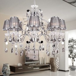 8 Svetlosivý Luster K9 Crystal Candle Style