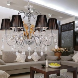 6 Light Contemporary K9 Crystal Candle Style Luster