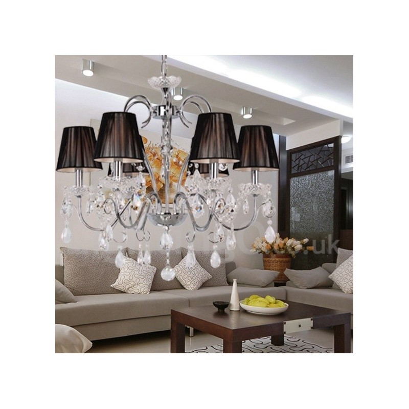 6 Light Contemporary K9 Crystal Candle Style Luster