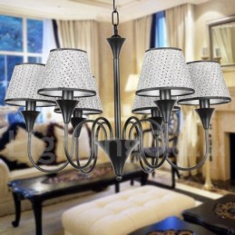 6 Ľahký rustikálny moderný moderný retro čierny luster v štýle sviečky
