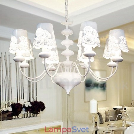 8 Ľahký moderný dutý biely luster v štýle sviečky