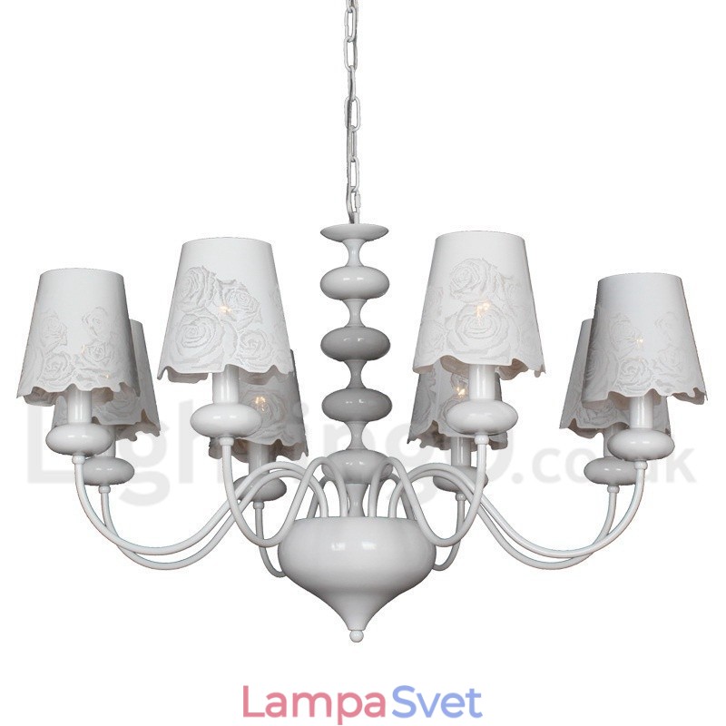 8 Ľahký moderný dutý biely luster v štýle sviečky