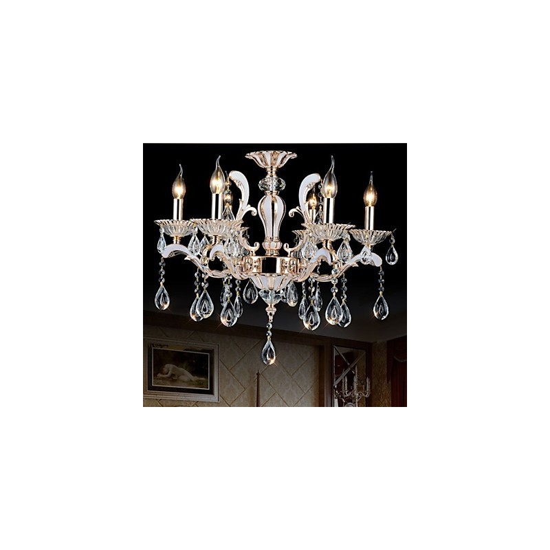 Luxusné svietidlá európskeho štýlu Candle Crystal Závesné zinkové zliatiny