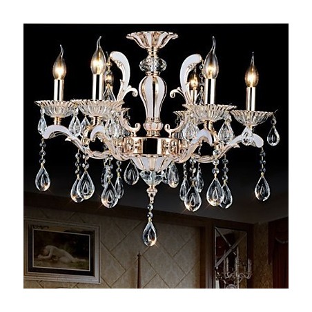 Luxusné svietidlá európskeho štýlu Candle Crystal Závesné zinkové zliatiny Luxusné svietidlá európskeho štýlu Candle Crystal Závesné zinkové zliatiny