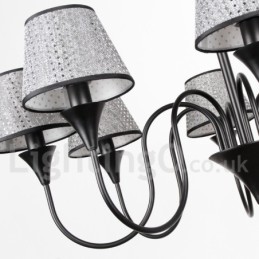 8 Ľahký rustikálny moderný moderný retro čierny luster v štýle sviečky