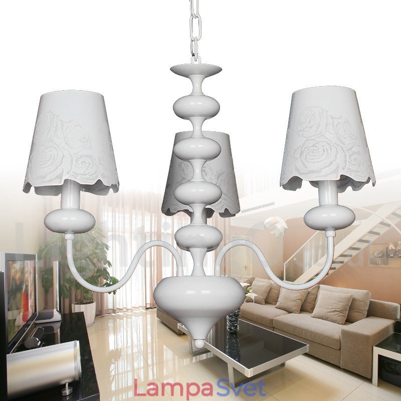 3 Ľahký moderný dutý biely luster v štýle sviečky
