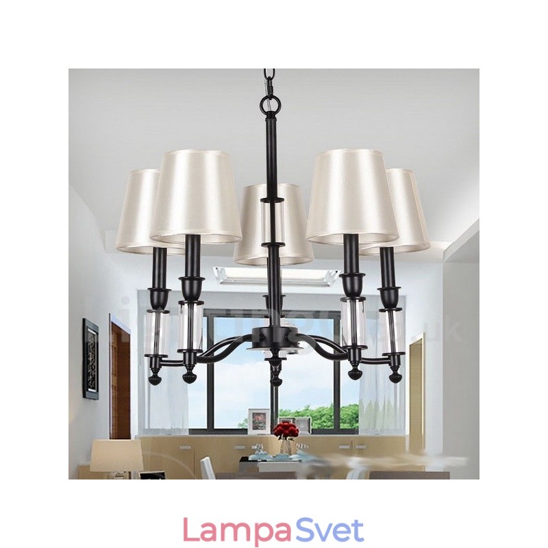 5 Svetlo čierny 2-vrstvový veľký luster Retro moderný luster v štýle sviečky