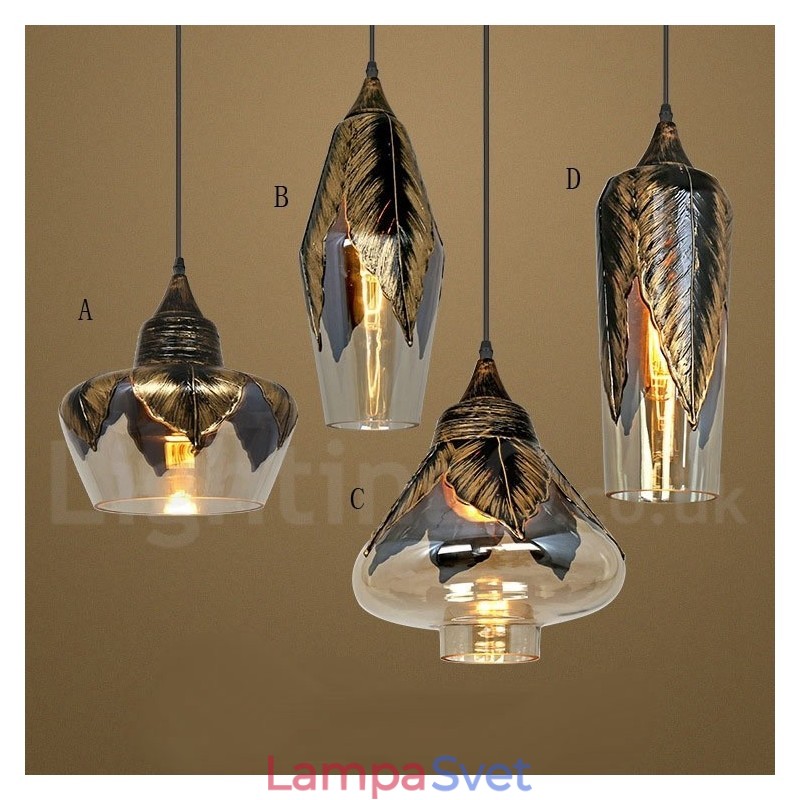 Európska retro sklenená závesná lampa do salónika