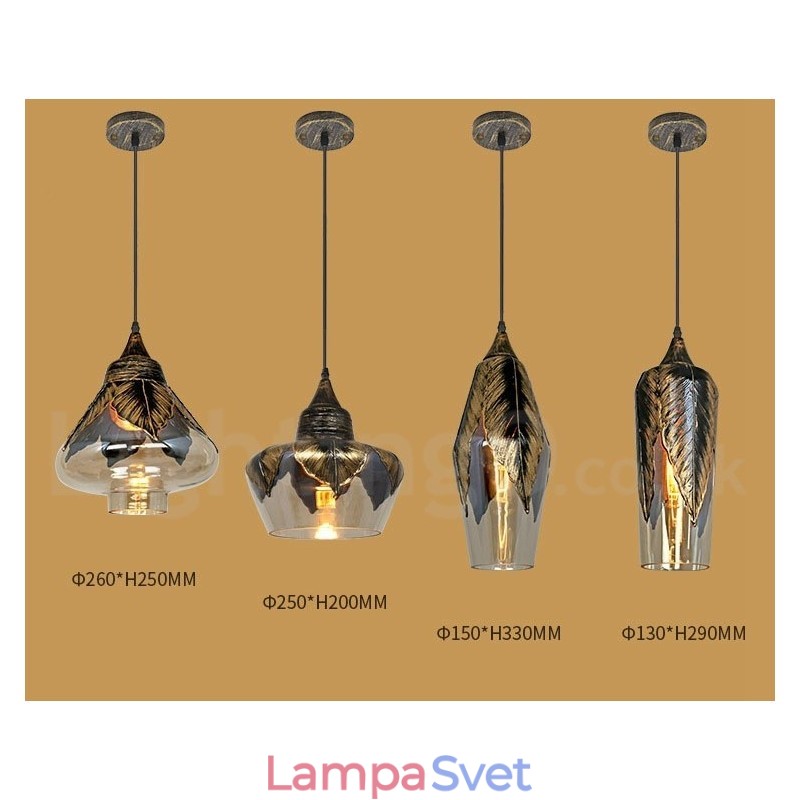 Európska retro sklenená závesná lampa do salónika