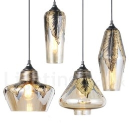 Európska retro sklenená závesná lampa do salónika