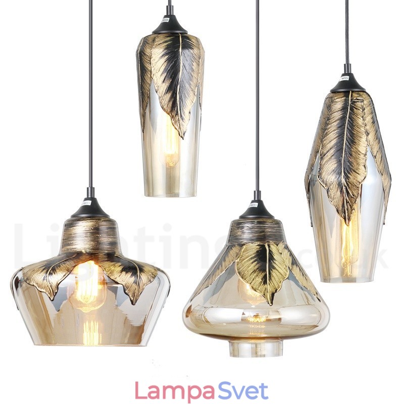 Európska retro sklenená závesná lampa do salónika
