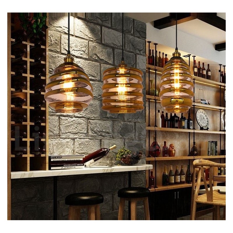 Európska sklenená závesná lampa Cafe Lounge Závesná lampa