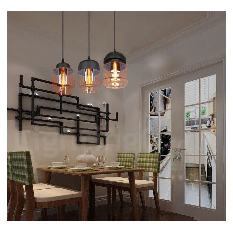 Rustikálne sklenené závesné svetlo European Lounge Závesná lampa