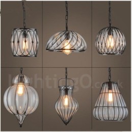 1 Light Vintage Cafe Sklenené závesné svetlo Loft Závesné svietidlo